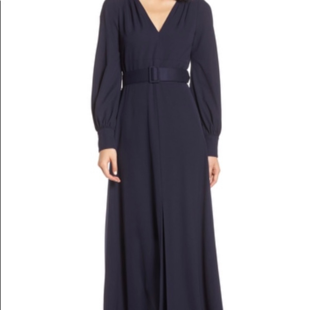 Brand NWT Eliza J Long Sleeve Navy Gown Size 8